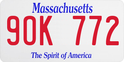 MA license plate 9OK772