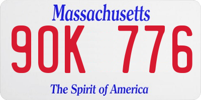 MA license plate 9OK776