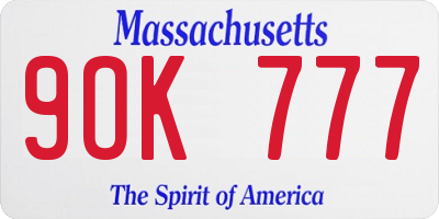 MA license plate 9OK777
