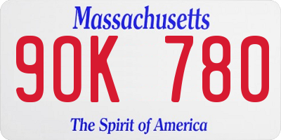 MA license plate 9OK780