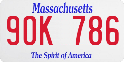 MA license plate 9OK786
