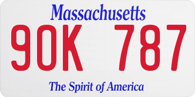 MA license plate 9OK787