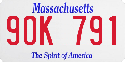 MA license plate 9OK791