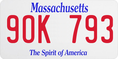 MA license plate 9OK793