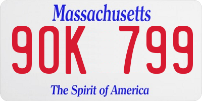 MA license plate 9OK799