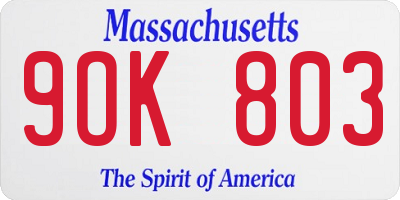 MA license plate 9OK803