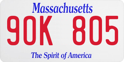 MA license plate 9OK805