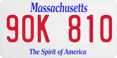 MA license plate 9OK810