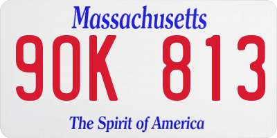 MA license plate 9OK813