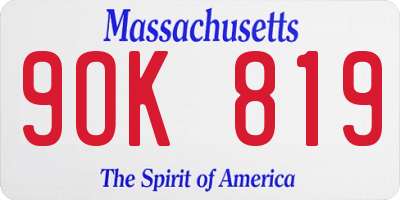MA license plate 9OK819