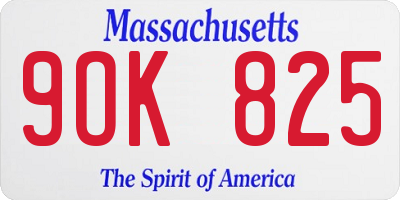 MA license plate 9OK825