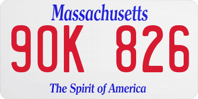 MA license plate 9OK826