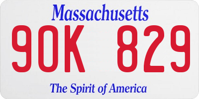 MA license plate 9OK829