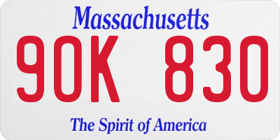 MA license plate 9OK830