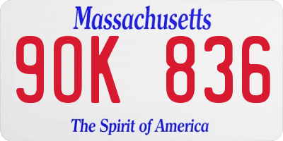 MA license plate 9OK836