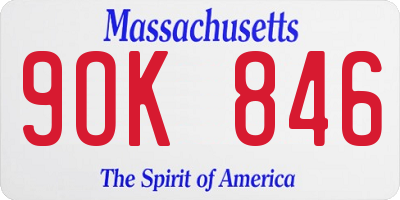 MA license plate 9OK846