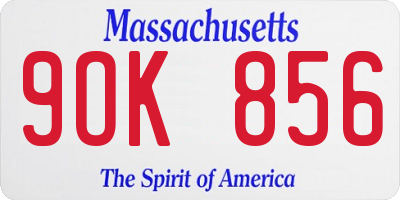 MA license plate 9OK856
