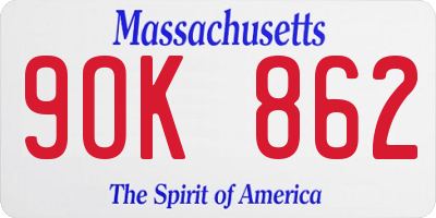 MA license plate 9OK862