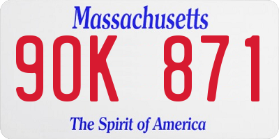 MA license plate 9OK871