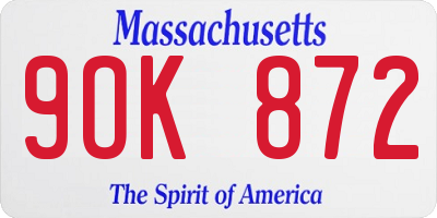 MA license plate 9OK872