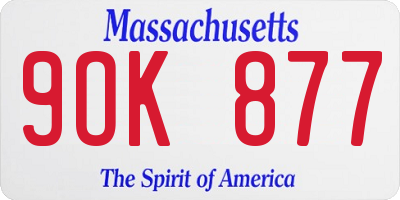 MA license plate 9OK877