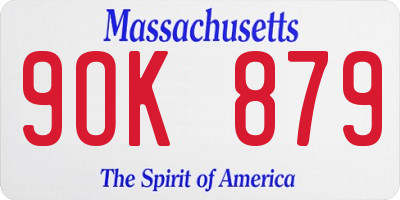 MA license plate 9OK879