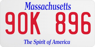 MA license plate 9OK896