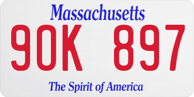 MA license plate 9OK897