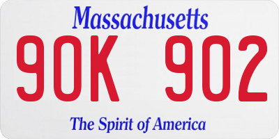 MA license plate 9OK902
