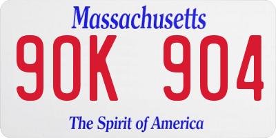 MA license plate 9OK904