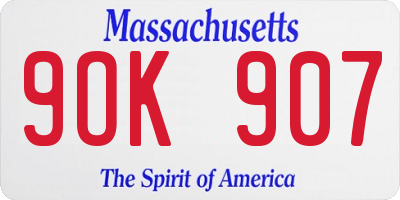 MA license plate 9OK907