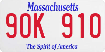 MA license plate 9OK910