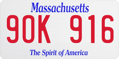 MA license plate 9OK916