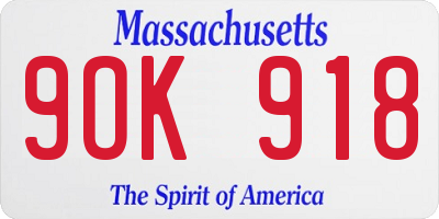 MA license plate 9OK918