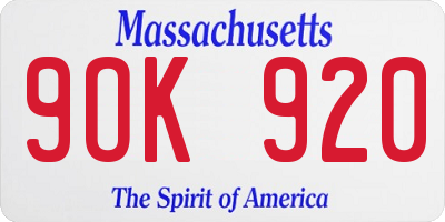 MA license plate 9OK920