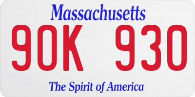 MA license plate 9OK930