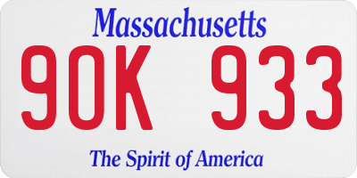MA license plate 9OK933