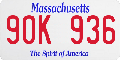 MA license plate 9OK936