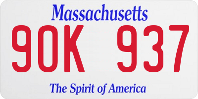MA license plate 9OK937