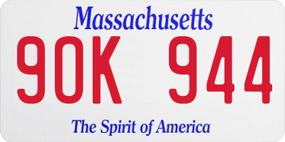 MA license plate 9OK944
