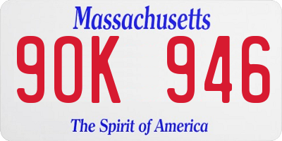 MA license plate 9OK946