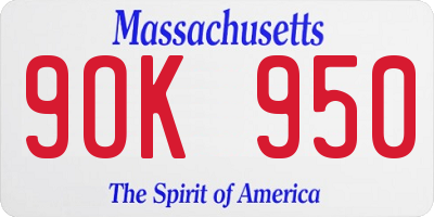 MA license plate 9OK950