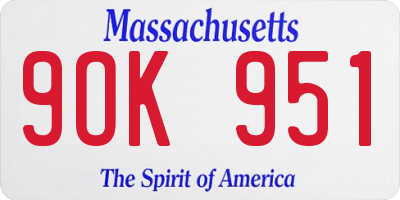 MA license plate 9OK951