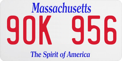 MA license plate 9OK956