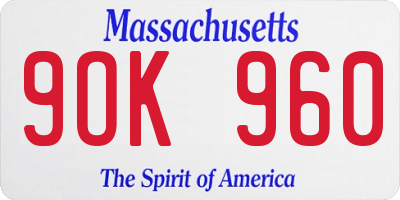 MA license plate 9OK960