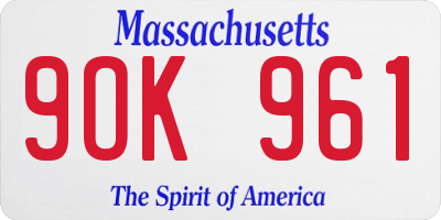 MA license plate 9OK961