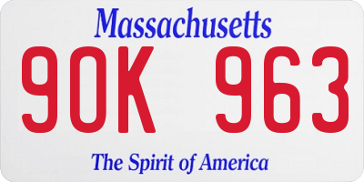 MA license plate 9OK963