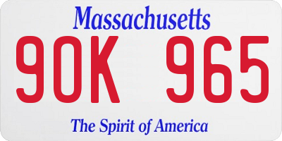 MA license plate 9OK965