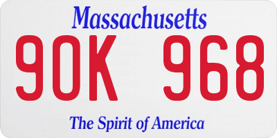 MA license plate 9OK968