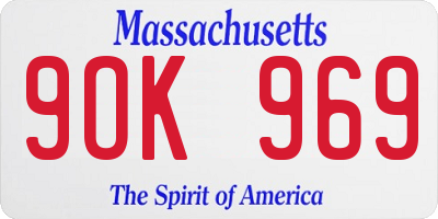 MA license plate 9OK969